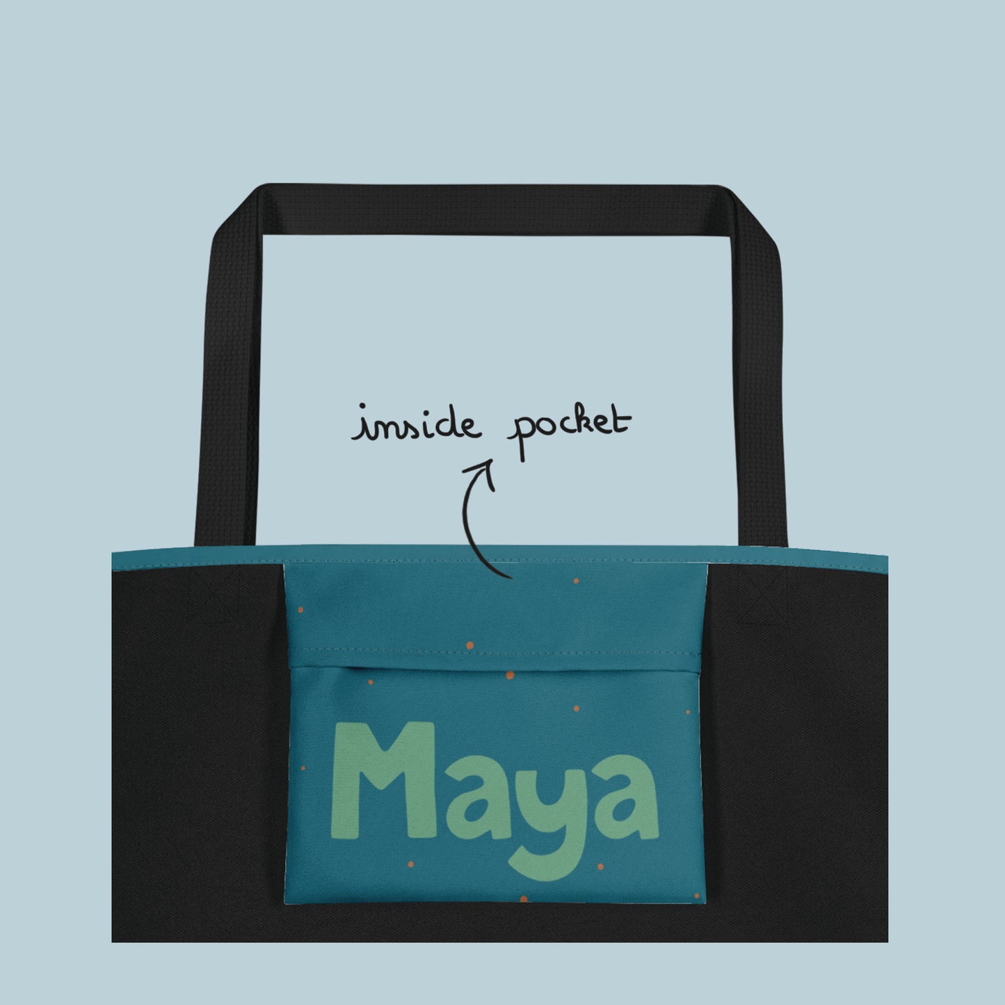 Large casual bag: personalized with your name and elements of your country/ies