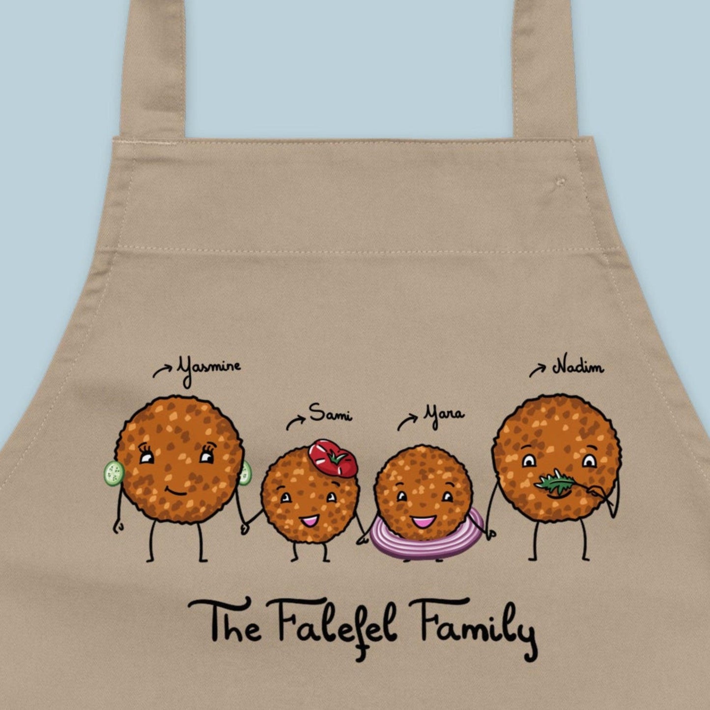 Customized apron: The Falefel Family