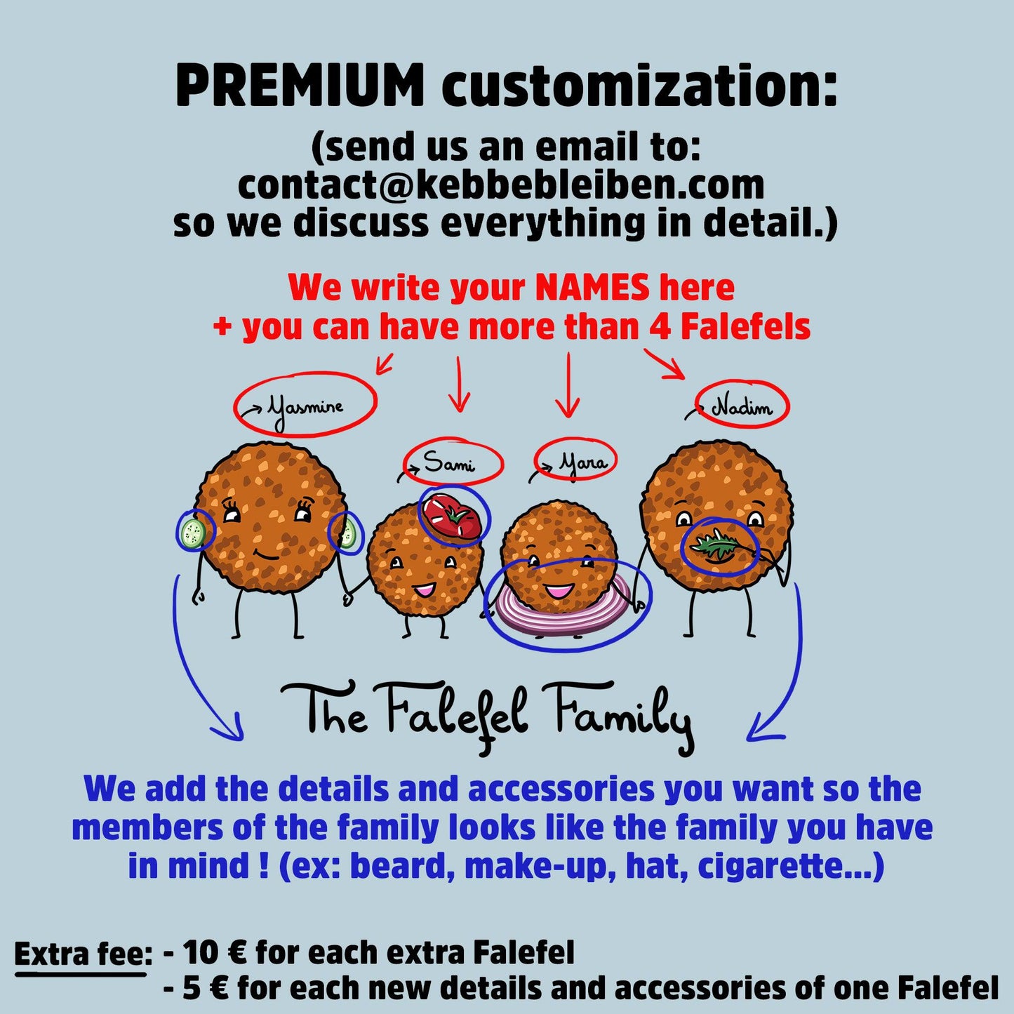 Customized apron: The Falefel Family