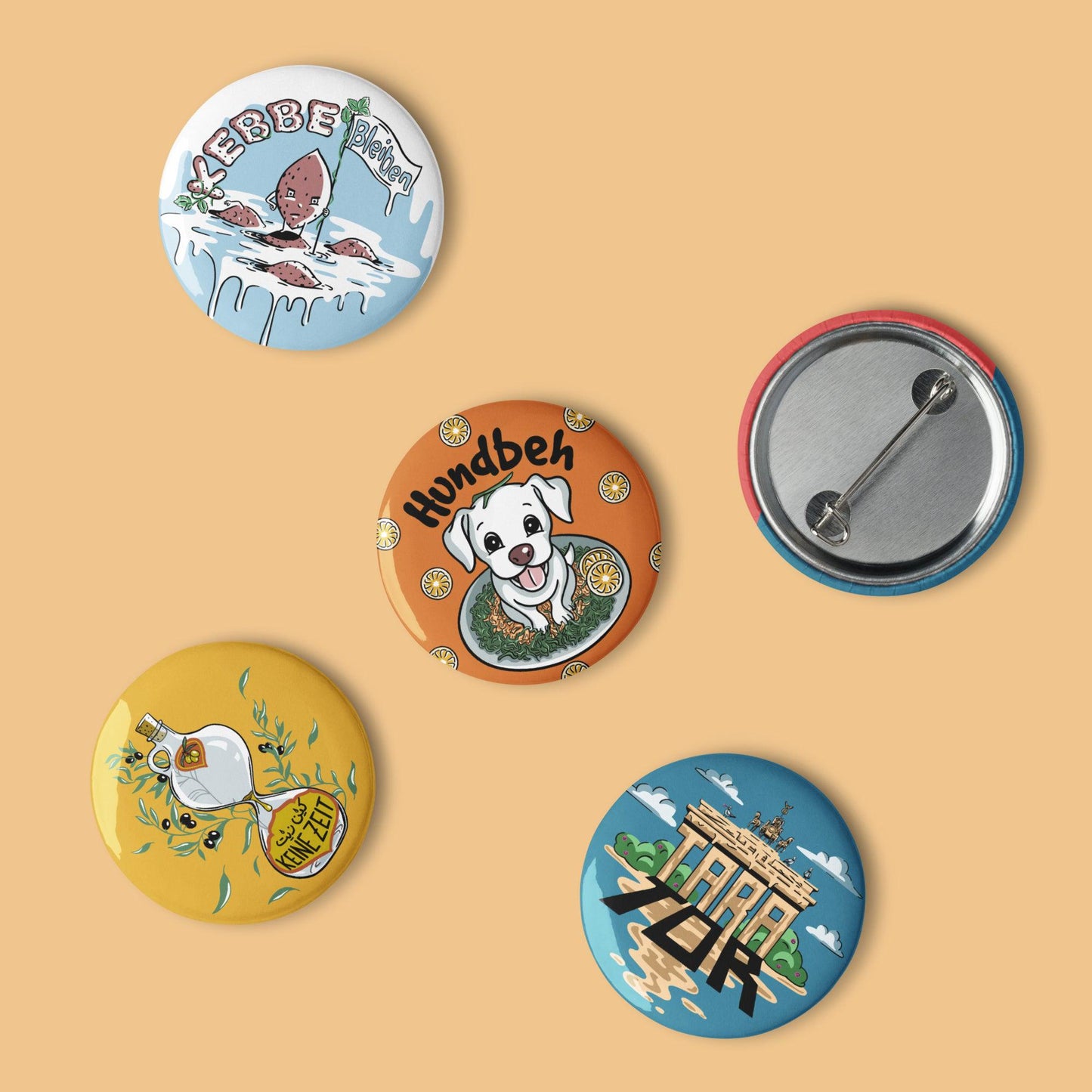 Set of 5 pins: Lebanese-German Puns